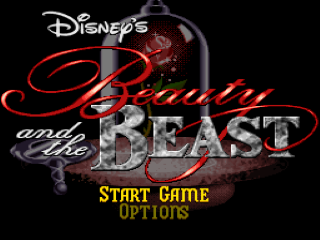 Beauty and the Beast title screen for Super Nintendo